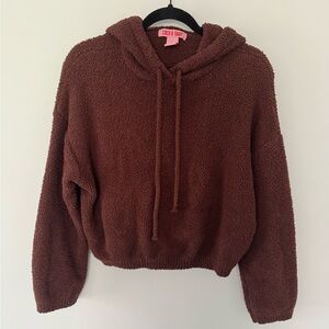 Coco & Shay Fuzzy Cropped Hoodie, Small